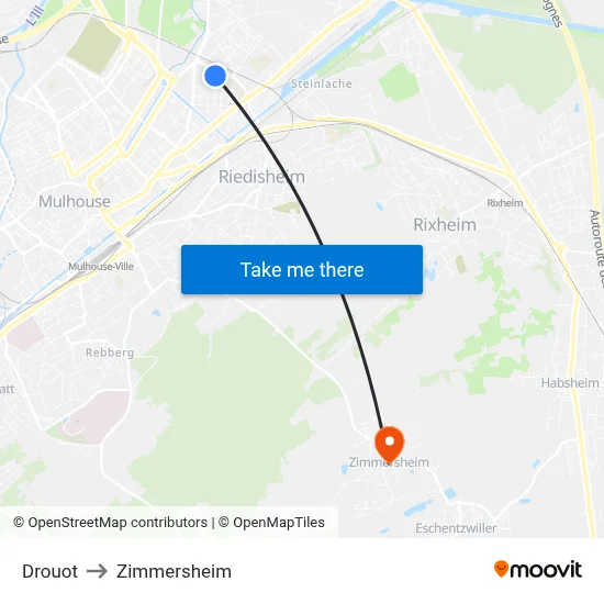 Drouot to Zimmersheim map