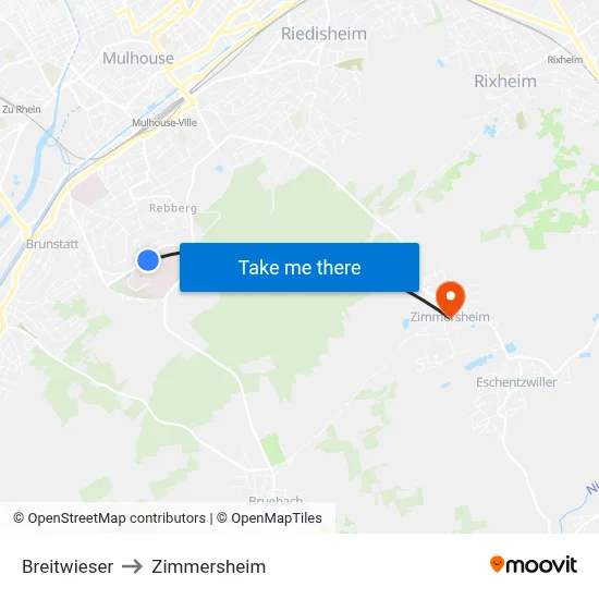 Breitwieser to Zimmersheim map