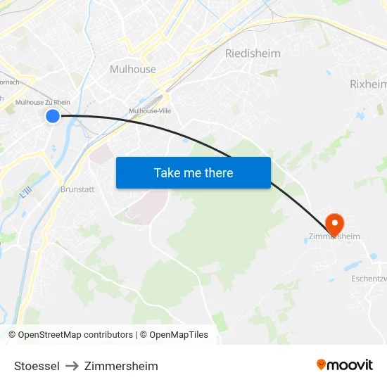 Stoessel to Zimmersheim map