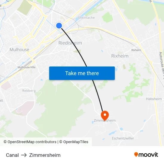 Canal to Zimmersheim map