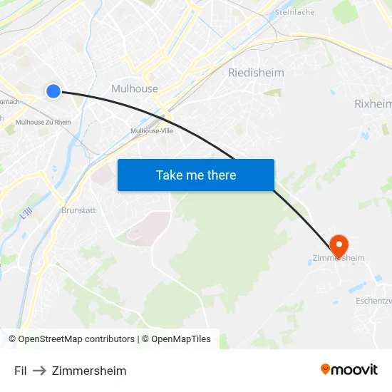 Fil to Zimmersheim map