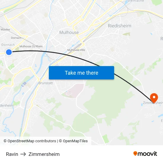 Ravin to Zimmersheim map
