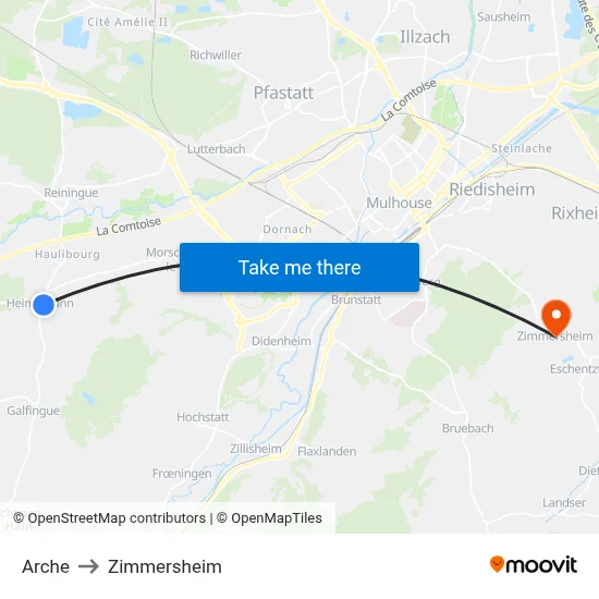 Arche to Zimmersheim map