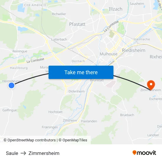Saule to Zimmersheim map