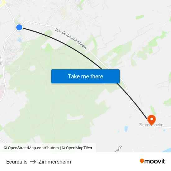 Ecureuils to Zimmersheim map