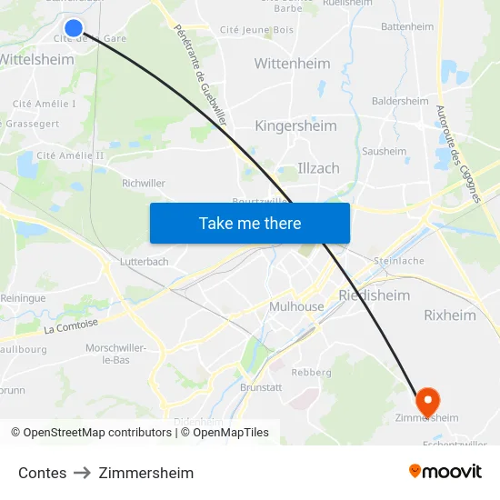 Contes to Zimmersheim map