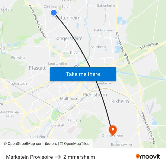 Markstein Provisoire to Zimmersheim map