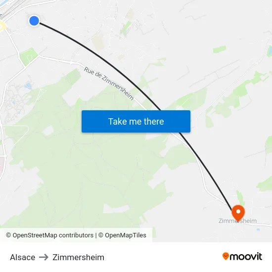 Alsace to Zimmersheim map