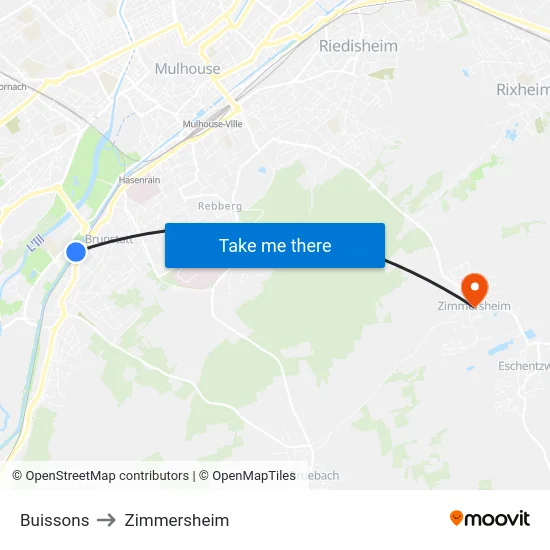 Buissons to Zimmersheim map