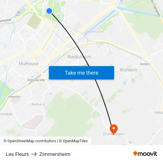 Les Fleurs to Zimmersheim map