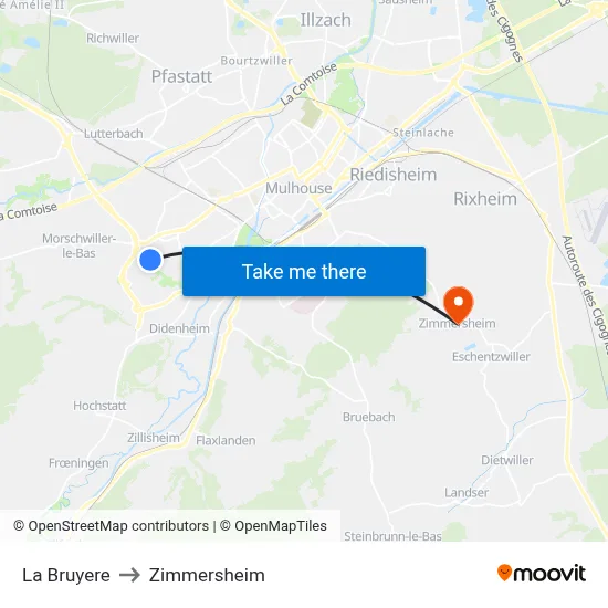 La Bruyere to Zimmersheim map