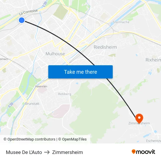 Musee De L'Auto to Zimmersheim map
