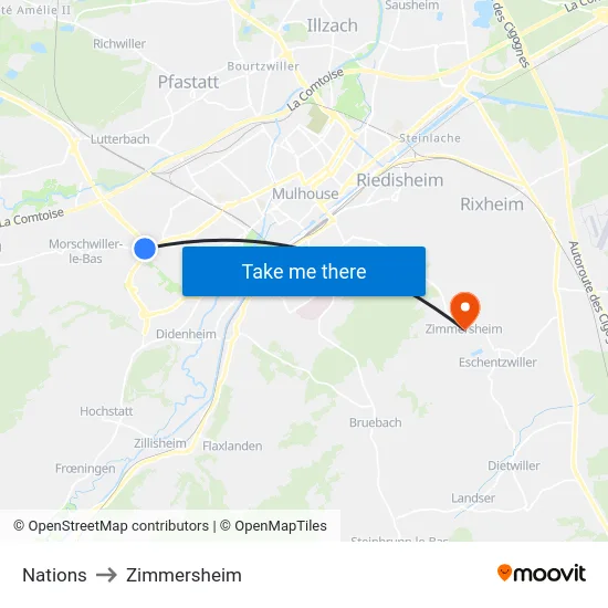 Nations to Zimmersheim map