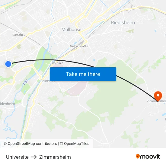 Universite to Zimmersheim map