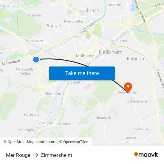 Mer Rouge to Zimmersheim map
