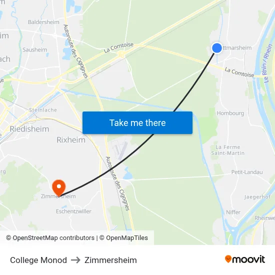 College Monod to Zimmersheim map