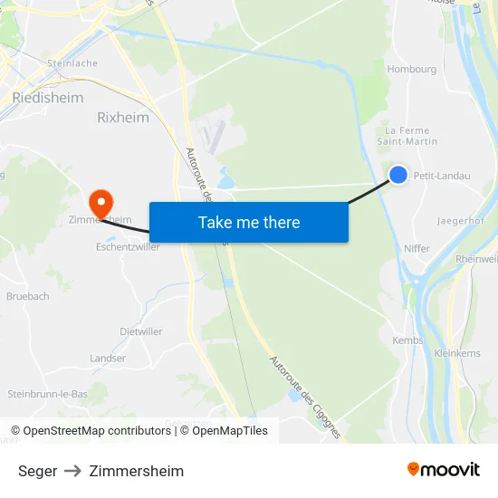 Seger to Zimmersheim map