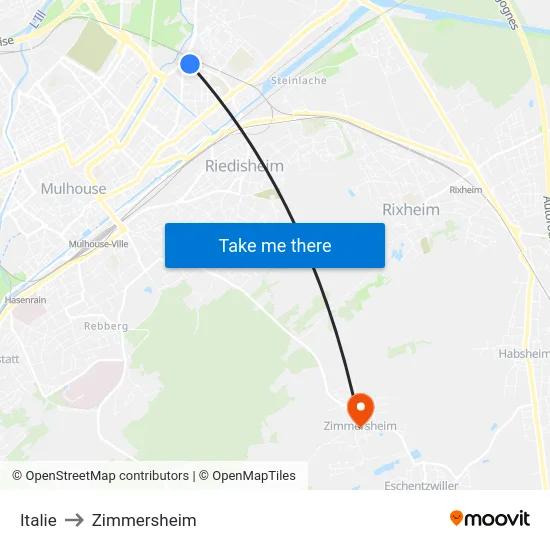 Italie to Zimmersheim map