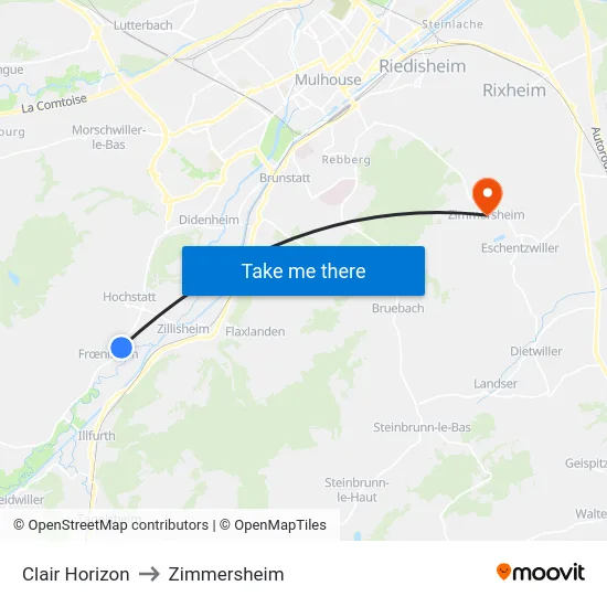 Clair Horizon to Zimmersheim map