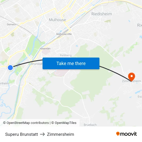 Superu Brunstatt to Zimmersheim map