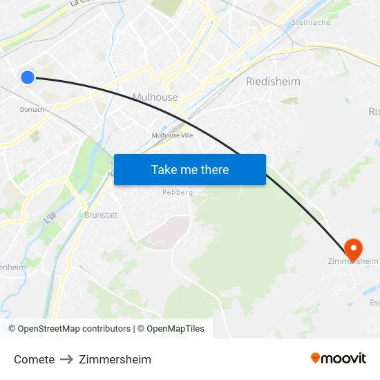 Comete to Zimmersheim map