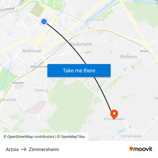 Artois to Zimmersheim map
