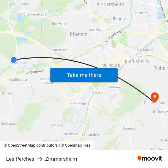 Les Perches to Zimmersheim map