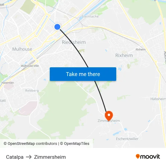 Catalpa to Zimmersheim map