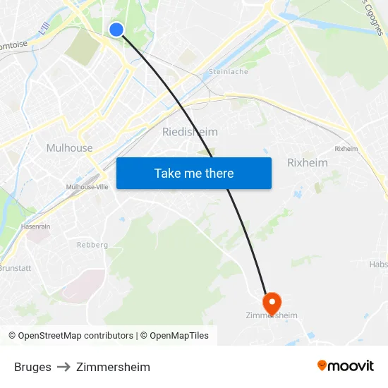 Bruges to Zimmersheim map