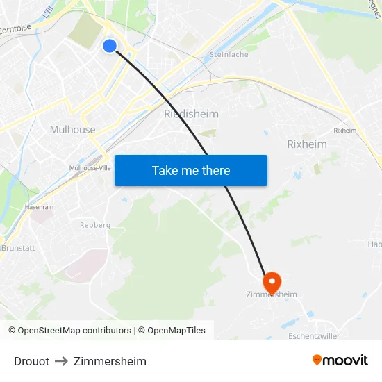 Drouot to Zimmersheim map