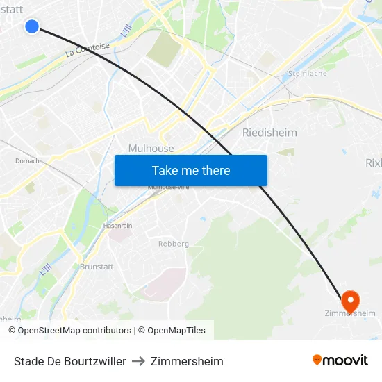 Stade De Bourtzwiller to Zimmersheim map
