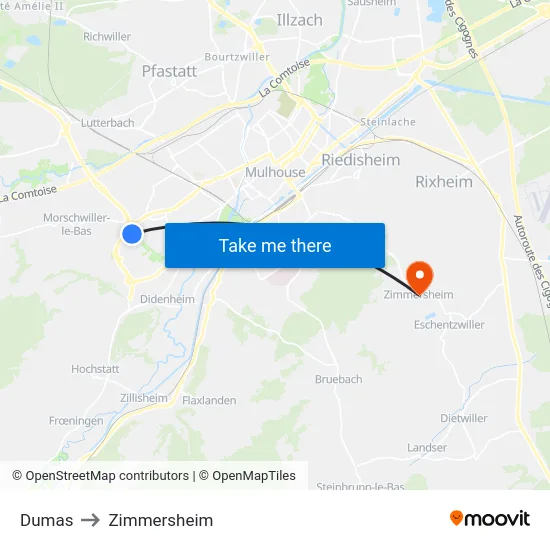Dumas to Zimmersheim map