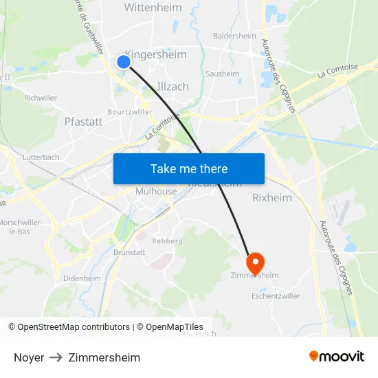 Noyer to Zimmersheim map