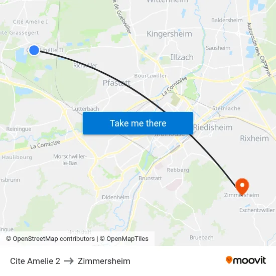 Cite Amelie 2 to Zimmersheim map