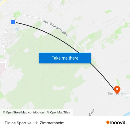 Plaine Sportive to Zimmersheim map