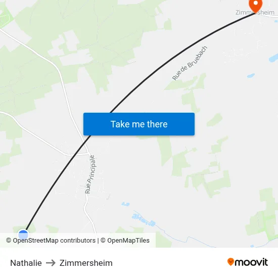 Nathalie to Zimmersheim map