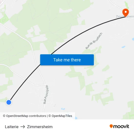 Laiterie to Zimmersheim map