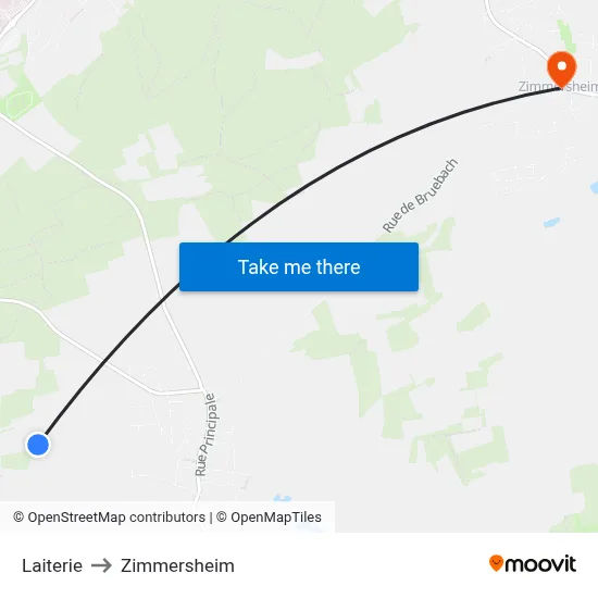 Laiterie to Zimmersheim map