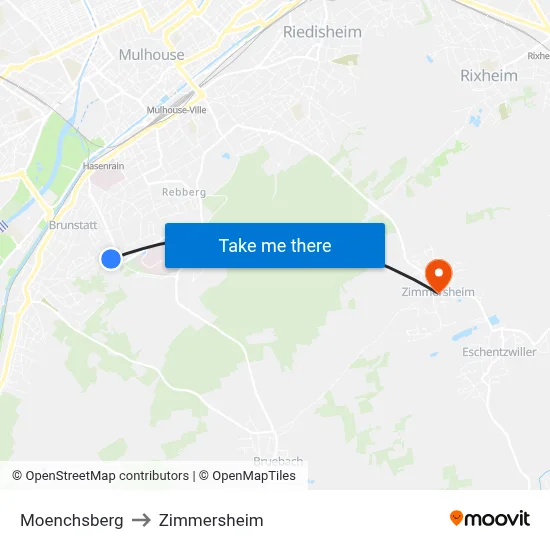 Moenchsberg to Zimmersheim map