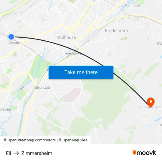 Fil to Zimmersheim map