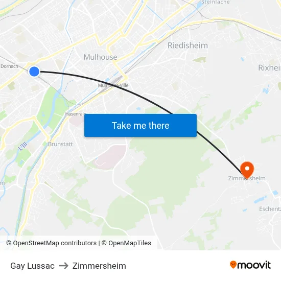 Gay Lussac to Zimmersheim map
