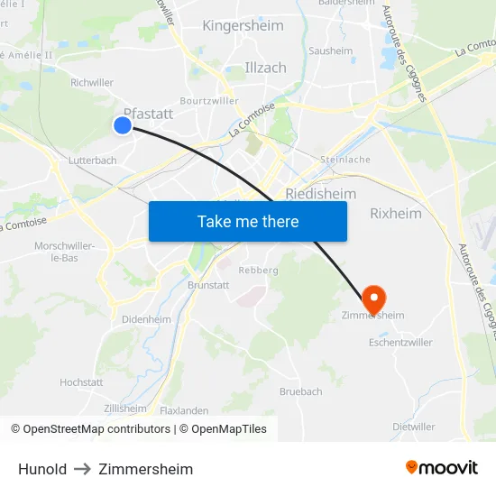 Hunold to Zimmersheim map