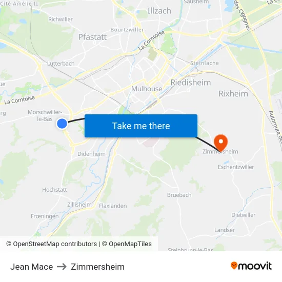 Jean Mace to Zimmersheim map