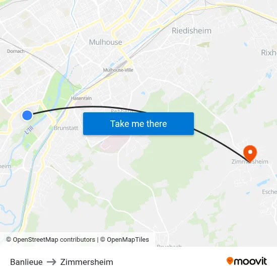 Banlieue to Zimmersheim map