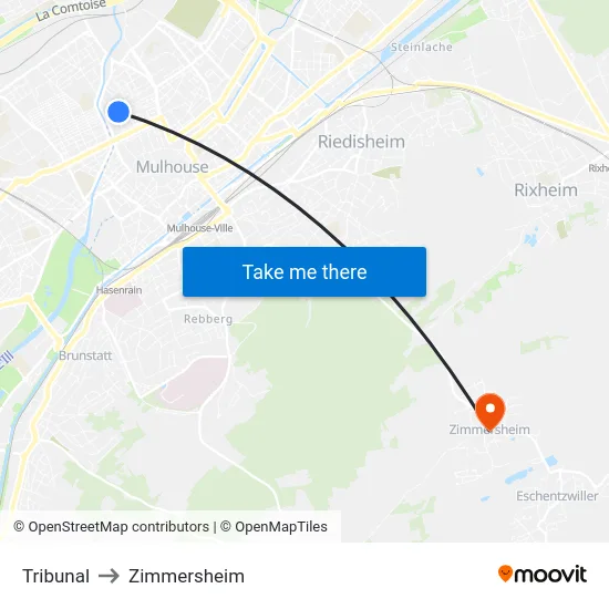 Tribunal to Zimmersheim map