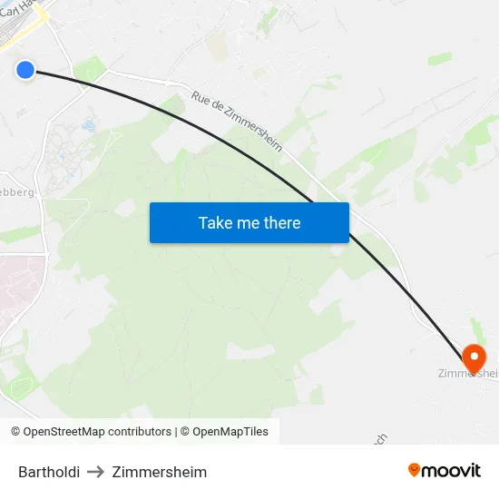 Bartholdi to Zimmersheim map