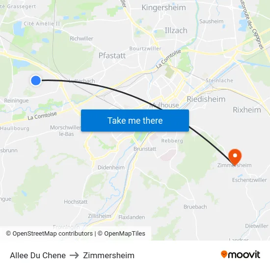 Allee Du Chene to Zimmersheim map
