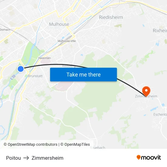 Poitou to Zimmersheim map