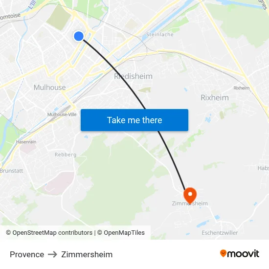 Provence to Zimmersheim map