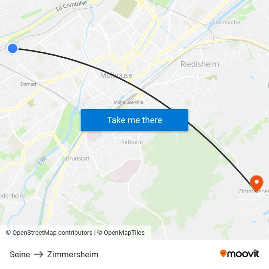 Seine to Zimmersheim map